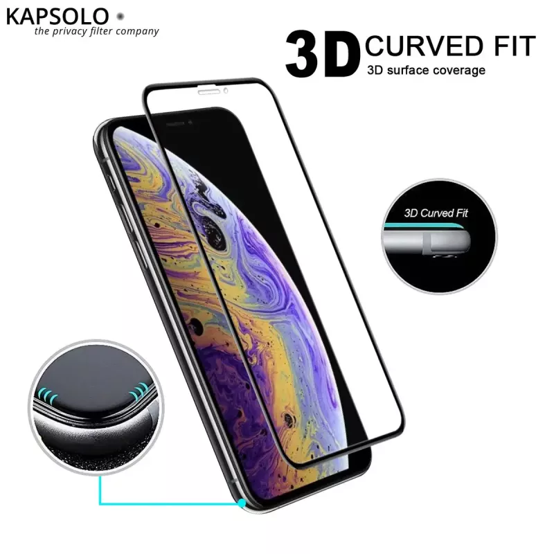 Grūdinto stiklo ekrano apsauga Kapsolo, skirta „iPhone 13“ / „iPhone 14 Max“ — lenkta 9H, tinka iki 15,5 cm (6,1 colio)
