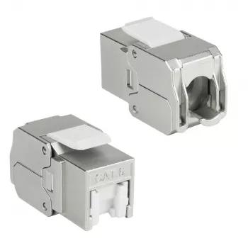ACT Keystone Jack RJ45 CAT6 ekranuotas, be įrankių, su sklende, sidabrinis baltas