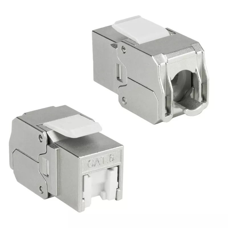 ACT Keystone Jack RJ45 CAT6 ekranuotas, be įrankių, su sklende, sidabrinis baltas