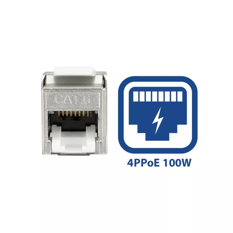 ACT Keystone Jack RJ45 CAT6 ekranuotas, be įrankių, su sklende, sidabrinis baltas