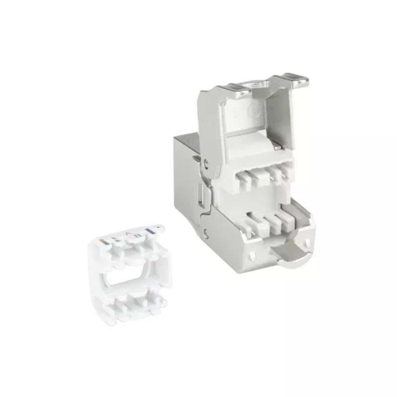 ACT Keystone Jack RJ45 CAT6 ekranuotas, be įrankių, su sklende, sidabrinis baltas