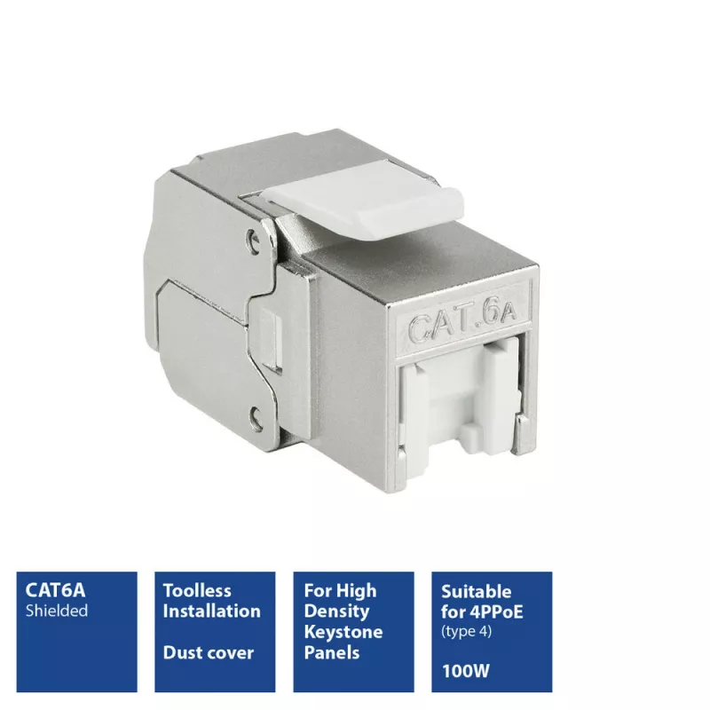 ACT Keystone Jack RJ45 CAT6A ekranuotas be įrankių su dulkių dangteliu