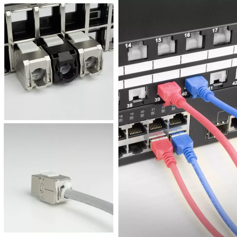ACT Keystone Jack RJ45 CAT6A ekranuotas be įrankių su dulkių dangteliu