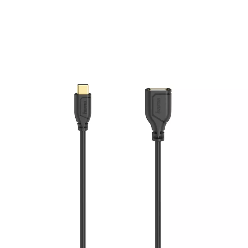 Hama Flexi-plonas USB laidas USB 2.0 0,15 m USB C USB A Juoda