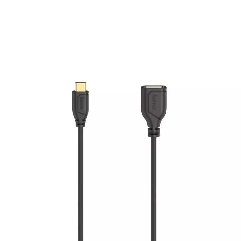 Hama Flexi-plonas USB laidas USB 2.0 0,15 m USB C USB A Juoda