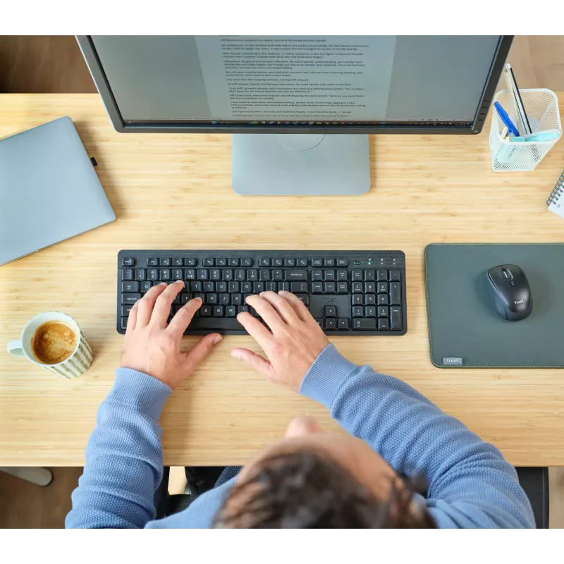 Trust TKM-360 klaviatūra Pelė įtraukta Biurui RF Belaidis QWERTZ vokiška Juoda