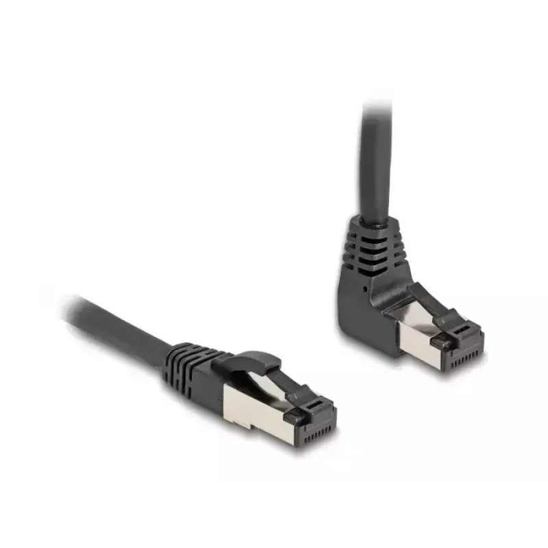 Tinklo kabelis DeLOCK RJ45 Cat.8.1 90° kampu į viršų lenktas 10 m juodas