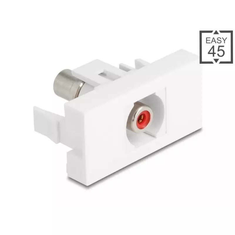 DeLOCK 90857 Keystone modulis RCA raudona balta 22,5 mm 45 mm 33 mm