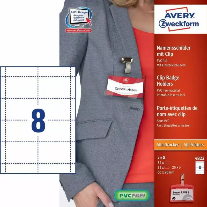 Nelipnios etiketės AVERY 4822 permatomos baltos stačiakampės 32 vnt.