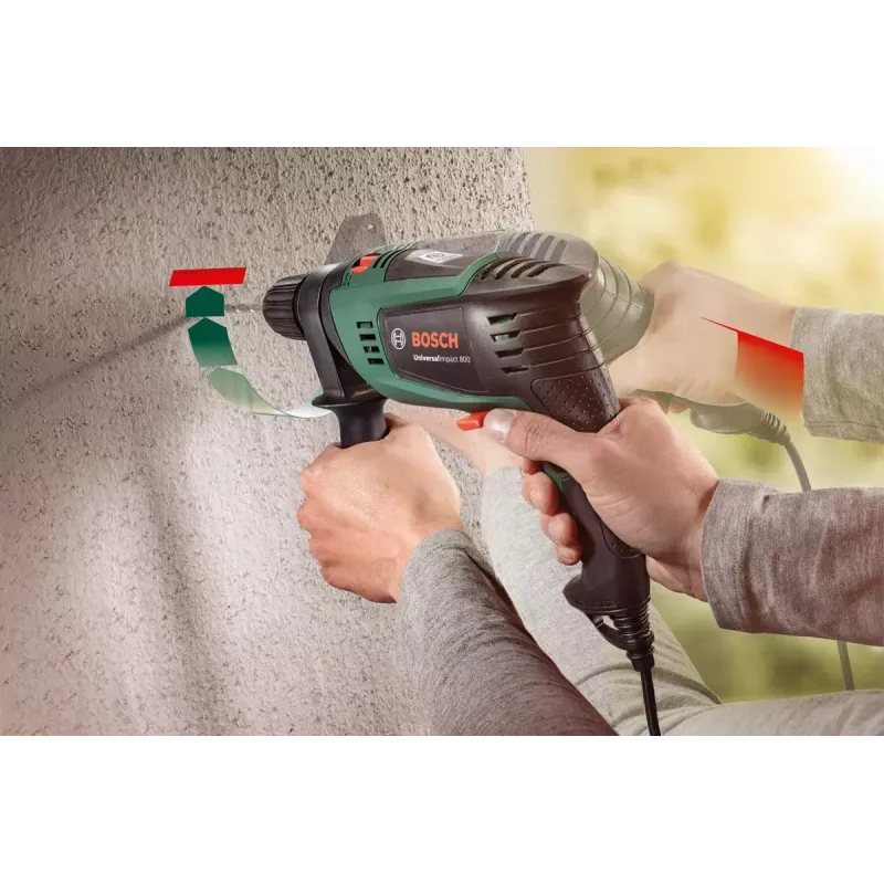 Bosch Universal Impact 800 3000 aps./min. be rakto 1,7 kg juoda, žalia