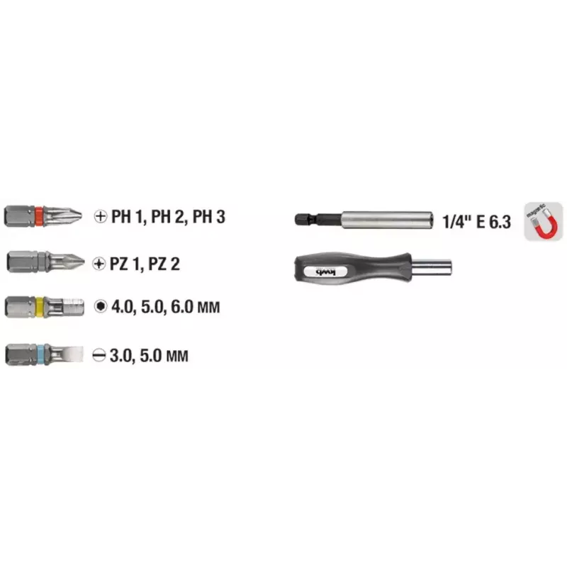 Atsuktuvo antgalių rinkinys KWB Industrial Steel Standard Handy Bit Box