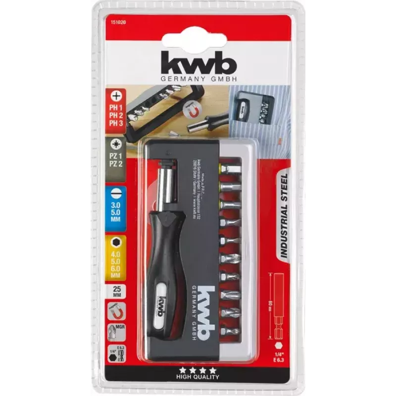 Atsuktuvo antgalių rinkinys KWB Industrial Steel Standard Handy Bit Box