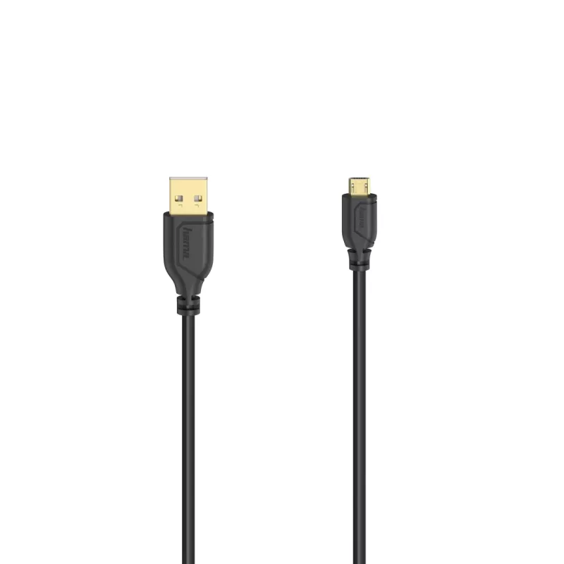 Hama Flexi-plonas USB laidas USB 2.0 0,75 m Micro-USB A USB A juoda