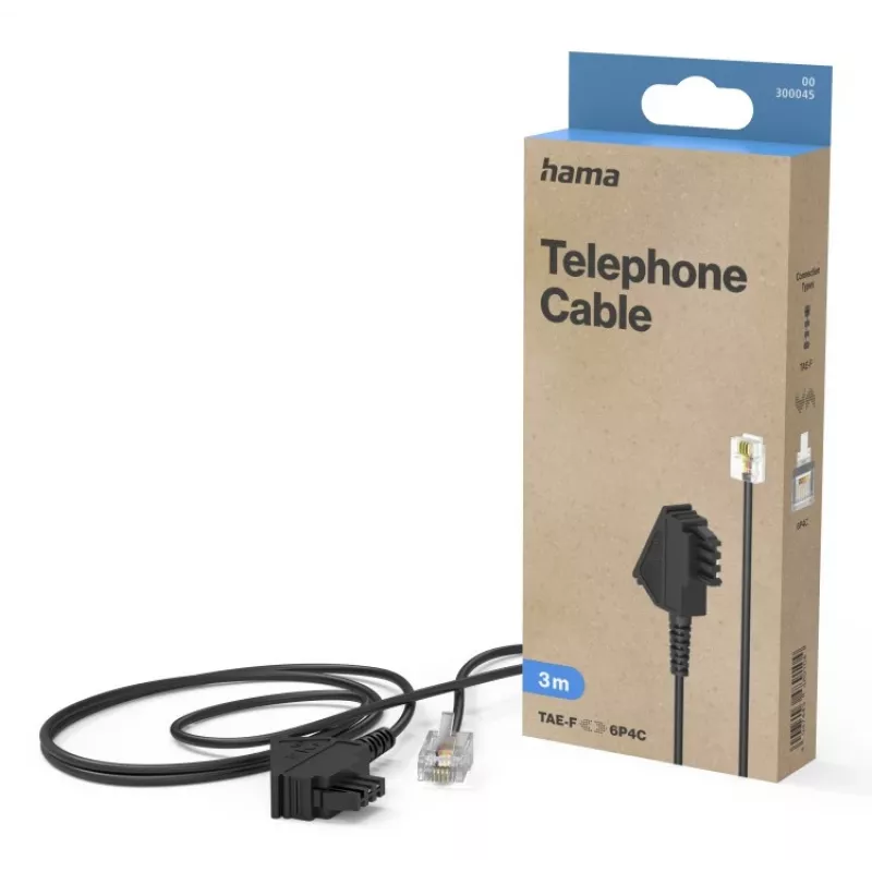 Hama 00300045 telefono kabelis 3 m Juoda