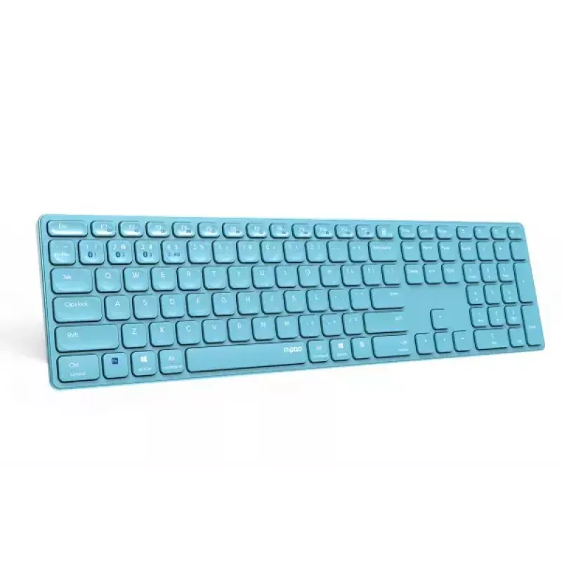 Rapoo E9800M klaviatūra Namų RF belaidė Bluetooth QWERTZ Vokiška Mėlyna
