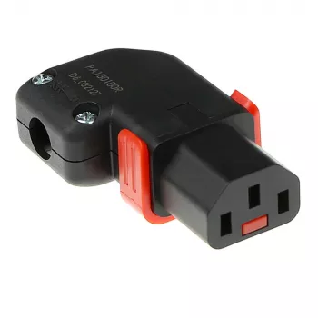 ACT C13 IEC Lock+ perjungiama kairėn arba dešinėn kampuota jungtis, juoda, PA130100RBK