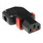 ACT C13 IEC Lock+ perjungiama kairėn arba dešinėn kampuota jungtis, juoda, PA130100RBK