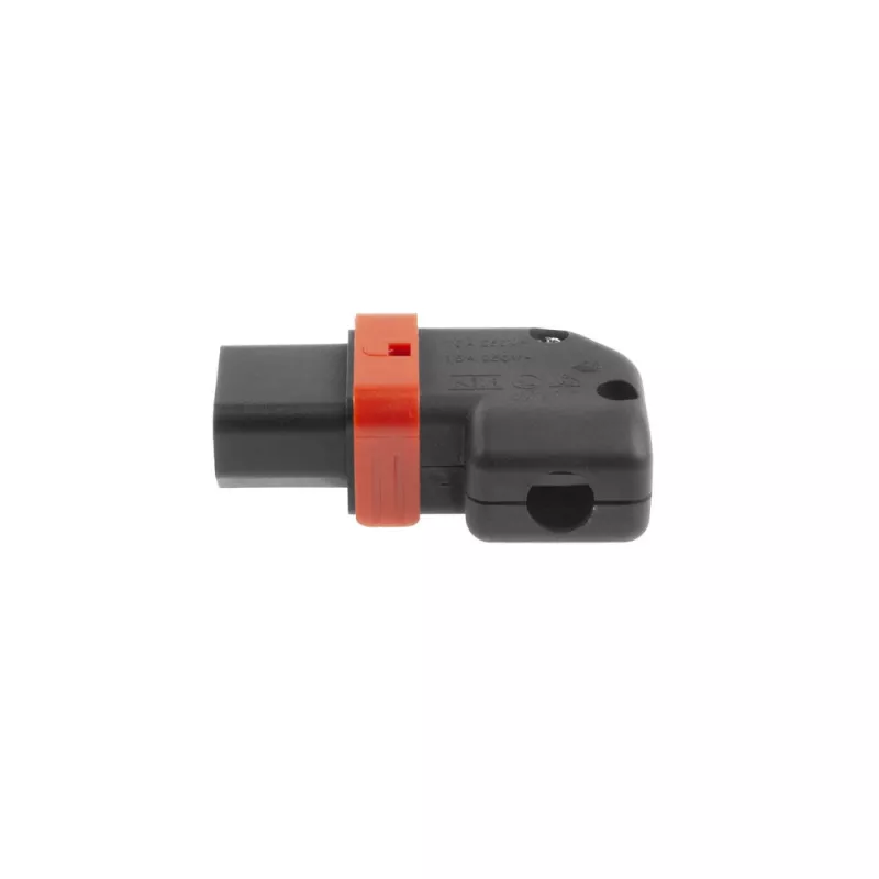 ACT C13 IEC Lock+ perjungiama kairėn arba dešinėn kampuota jungtis, juoda, PA130100RBK