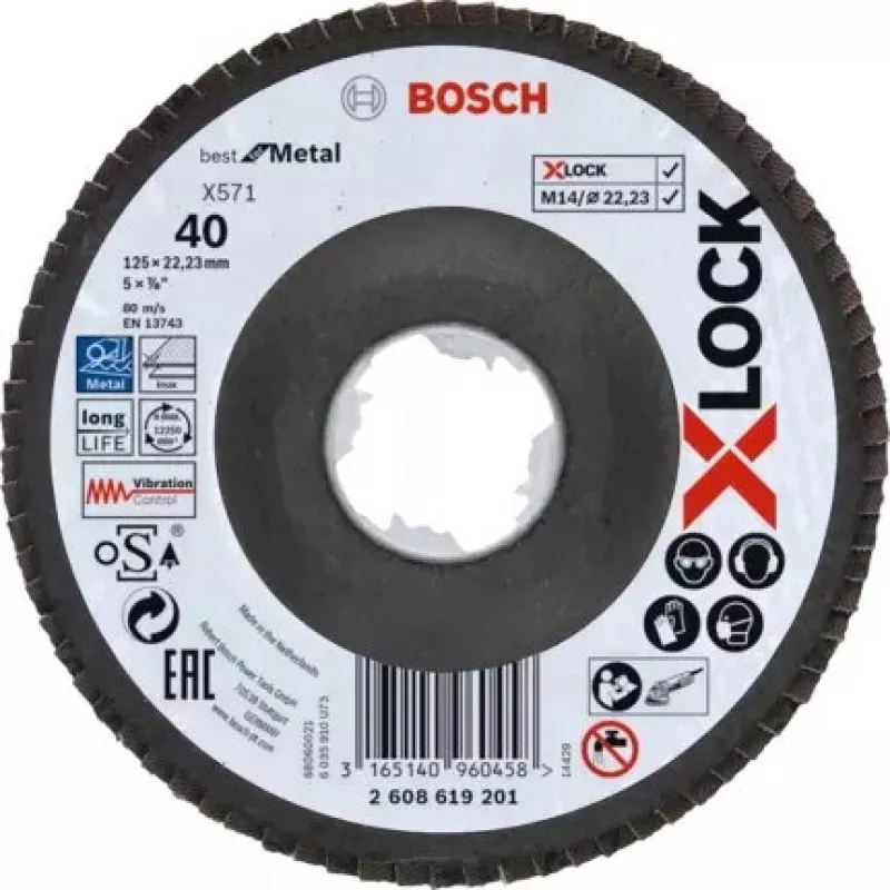 Šlifavimo diskas Bosch X-LOCK X571 BEST FOR METAL plienui