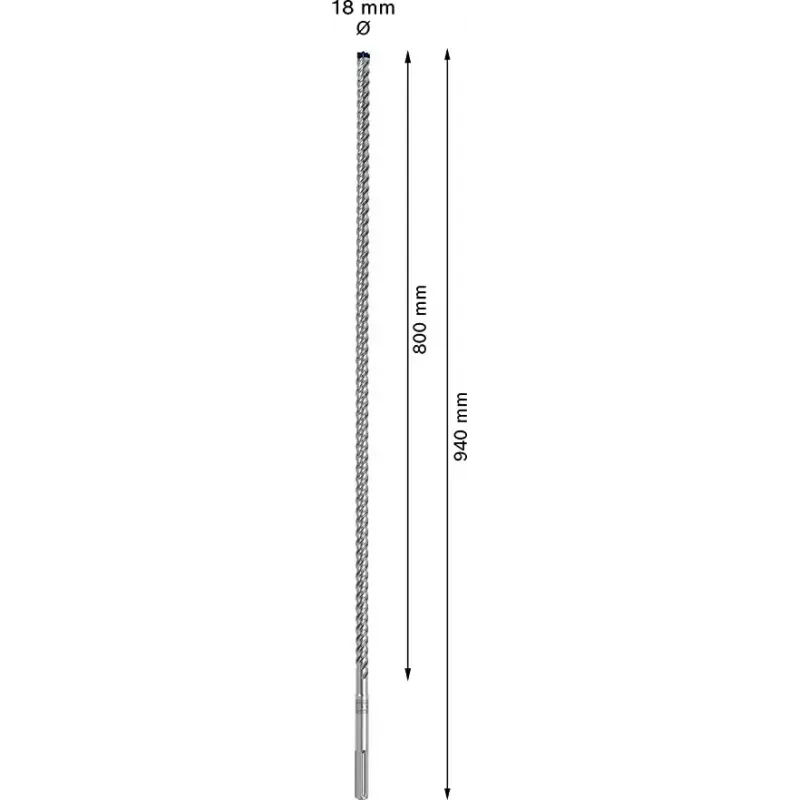SDS-max grąžtas Bosch Expert 18 mm x 940 mm, skirtas sunkiam betono gręžimui