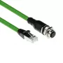 ACT Industrial 5.00 metrų jutiklio kabelis M12A 8 kontaktų kištukinė jungtis į RJ45 kištuką, Ultraflex SF/UTP TPE kabelis, ekranuotas