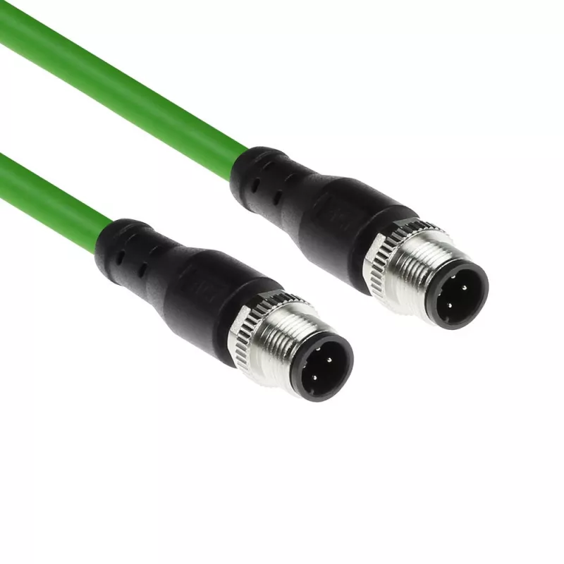 ACT Industrial 5,00 metrų jutiklio kabelis M12D 4 kontaktų tėvas į M12D 4 kontaktų tėvas, Superflex Xtreme TPE kabelis, ekranuotas