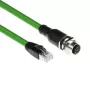 ACT Industrial 5,00 metrų jutiklio kabelis M12D 4 kontaktų korpuso lizdas į RJ45 kištuką, Superflex Xtreme TPE kabelis, ekranuotas