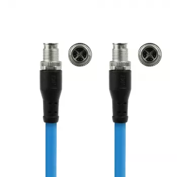 ACT Industrial 1,50 metro jutiklio kabelis M12X 8 kontaktų kištukas į M12X 8 kontaktų kištuką, Superflex SF/UTP TPE kabelis, ekranuotas