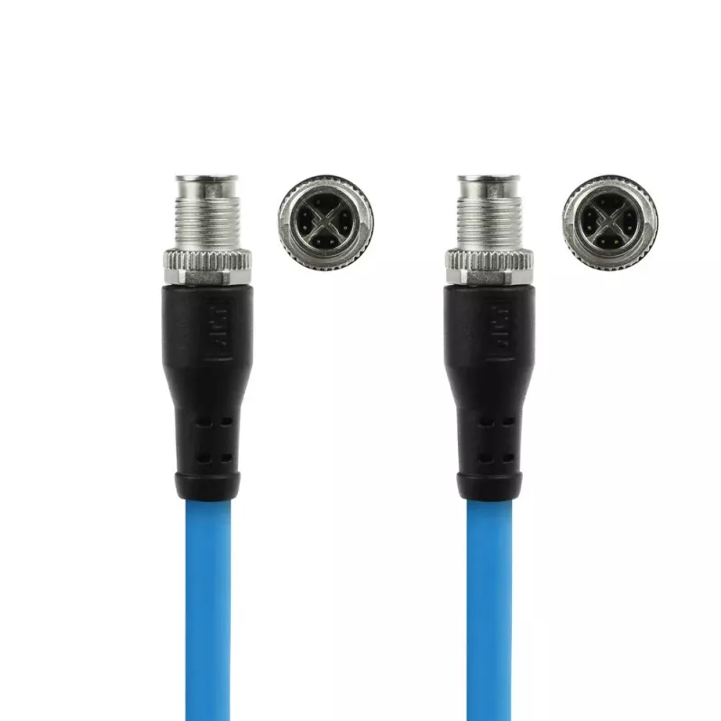 ACT Industrial 1,50 metro jutiklio kabelis M12X 8 kontaktų kištukas į M12X 8 kontaktų kištuką, Superflex SF/UTP TPE kabelis, ekranuotas