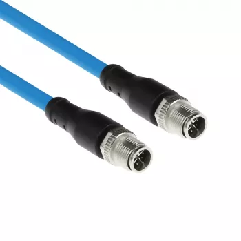 ACT Industrial 3.00 metrų jutiklio kabelis M12X 8 kontaktų kištukas į M12X 8 kontaktų kištuką, Superflex SF/UTP TPE kabelis, ekranuotas