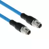 ACT Industrial 5.00 metrų jutiklio kabelis M12X 8 kontaktų kištukas į M12X 8 kontaktų kištuką, Superflex SF/UTP TPE kabelis, ekranuotas