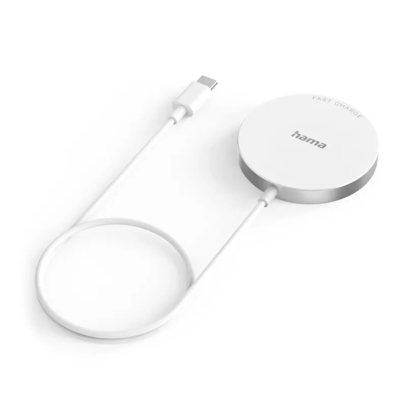 Hama MagCharge FC15 Mobilusis telefonas, Išmanusis telefonas Balta USB Belaidis įkrovimas Greitas įkrovimas Vidinis