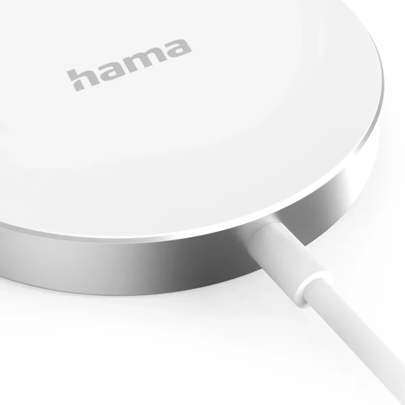 Hama MagCharge FC15 Mobilusis telefonas, Išmanusis telefonas Balta USB Belaidis įkrovimas Greitas įkrovimas Vidinis