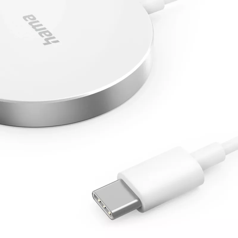 Hama MagCharge FC15 Mobilusis telefonas, Išmanusis telefonas Balta USB Belaidis įkrovimas Greitas įkrovimas Vidinis