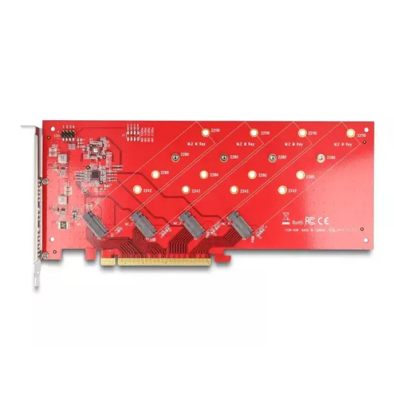 DeLOCK PCI Express x16 kortelė, skirta 4 x vidiniams NVMe M.2 Key M 110 mm Bifurcation