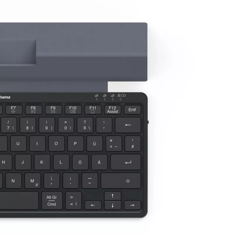 Hama Travel 600 QWERTZ German Bluetooth Juoda, Dark Pilka