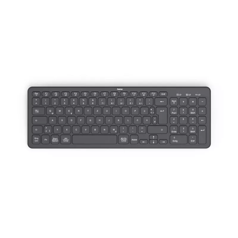 Hama WK-300 klaviatūra Namams/Biurui RF belaidė + Bluetooth QWERTZ vokiška Juoda