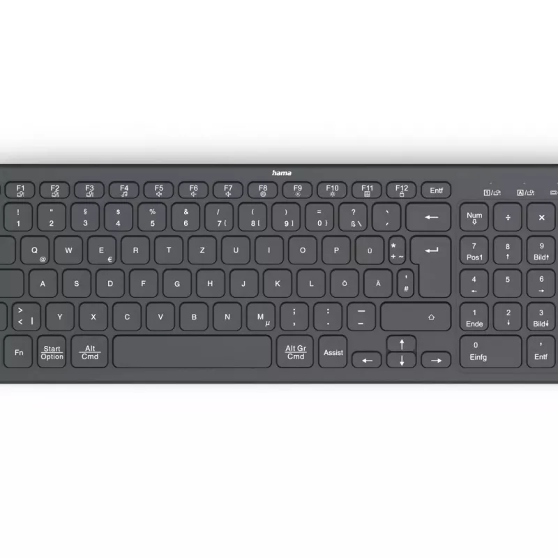 Hama WK-300 klaviatūra Namams/Biurui RF belaidė + Bluetooth QWERTZ vokiška Juoda