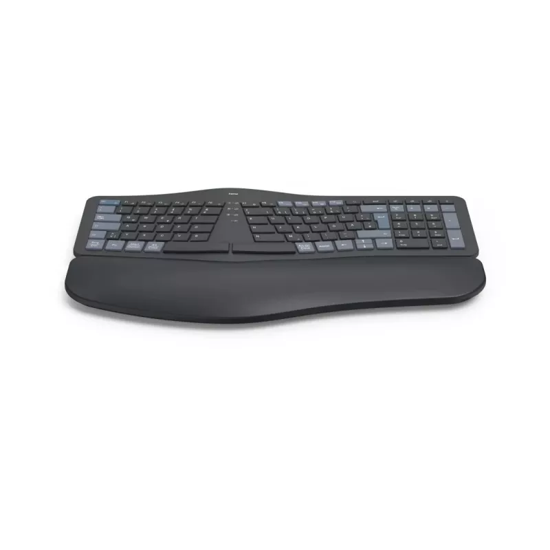 „Hama WK-900 Ergo“ klaviatūra „Home/Office“ RF belaidis + „Bluetooth“ QWERTZ juoda, mėlyna, tamsiai pilka