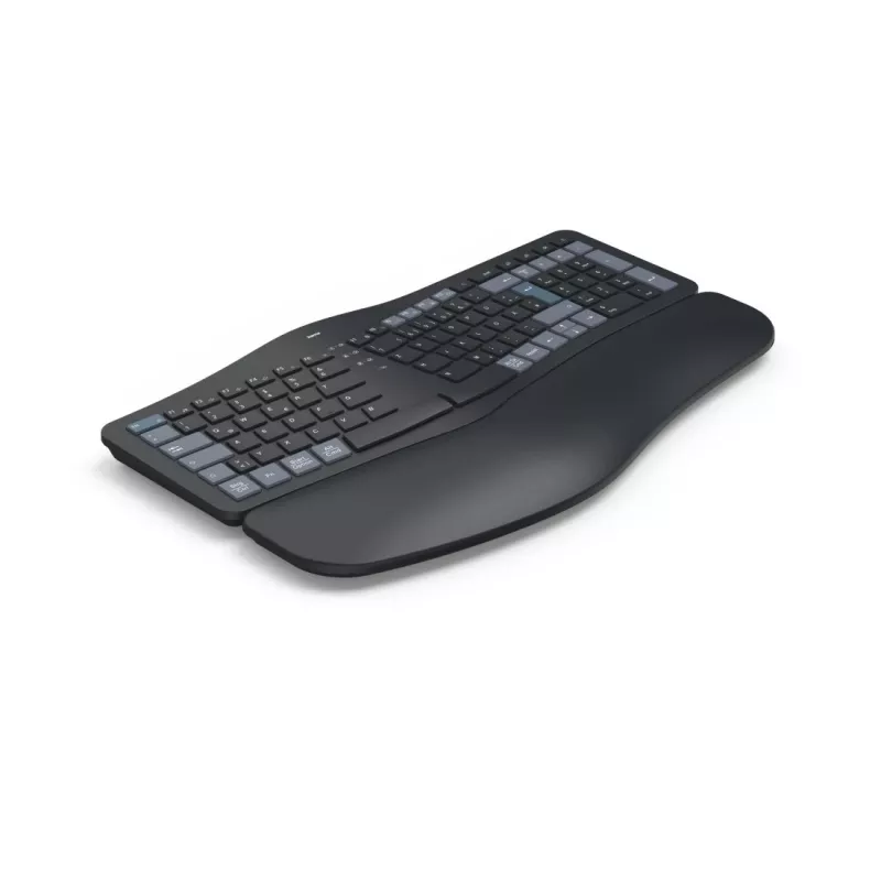 „Hama WK-900 Ergo“ klaviatūra „Home/Office“ RF belaidis + „Bluetooth“ QWERTZ juoda, mėlyna, tamsiai pilka