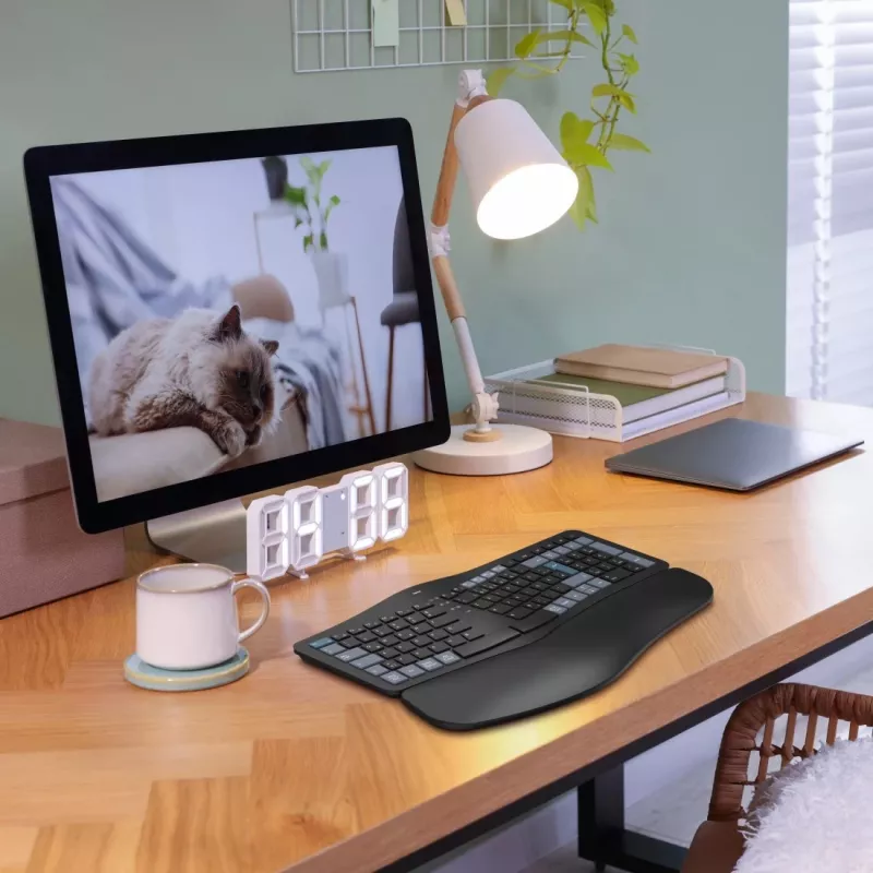 „Hama WK-900 Ergo“ klaviatūra „Home/Office“ RF belaidis + „Bluetooth“ QWERTZ juoda, mėlyna, tamsiai pilka
