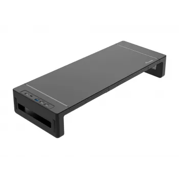Monitoriaus stovas EQUIP Ergonominis monitoriaus stovas su USB (USB-A x4, USB-C x1), laisvai pastatomas, 25 kg, juodas