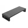 Monitoriaus stovas EQUIP Ergonominis monitoriaus stovas su USB (USB-A x4, USB-C x1), laisvai pastatomas, 25 kg, juodas