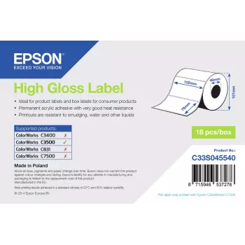 „Epson“ didelio blizgesio lipdukas – išpjautas rulonas: 102 mm x 76 mm, 415 lipdukų