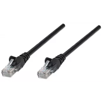 Intellinet tinklo komutacinis kabelis, Cat5e, 0,25 m, juodas, CCA, U/UTP, PVC, RJ45, auksu dengti kontaktai, be kabliukų, su įmova, garantija visam naudojimo laikui