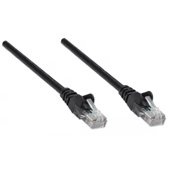 Intellinet tinklo komutacinis kabelis, Cat5e, 0,25 m, juodas, CCA, U/UTP, PVC, RJ45, auksu dengti kontaktai, be kabliukų, su įmova, garantija visam naudojimo laikui