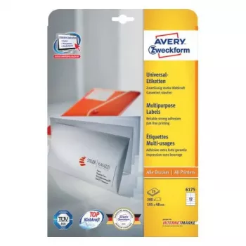 Lipnios stačiakampės etiketės Avery Zweckform 6175 — nuolatinės, baltos, 300 vnt.