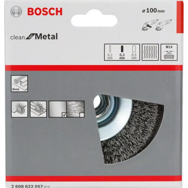 Išankstinio poliravimo šepetys Bosch Clean metaliniams kūginiams šepečiams su gofruota viela