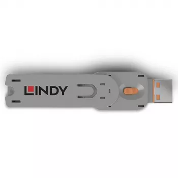 Lindy USB A tipo prievado blokavimo raktas, oranžinis, Prievado blokavimo raktas, USB A tipo, Oranžinė, Akrilnitrilo butadieno stirenas (ABS), 1 vnt., Polietileninis maišelis