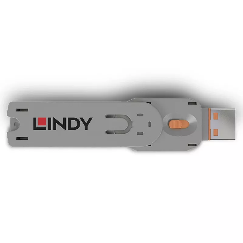 Lindy USB A tipo prievado blokavimo raktas, oranžinis, Prievado blokavimo raktas, USB A tipo, Oranžinė, Akrilnitrilo butadieno stirenas (ABS), 1 vnt., Polietileninis maišelis